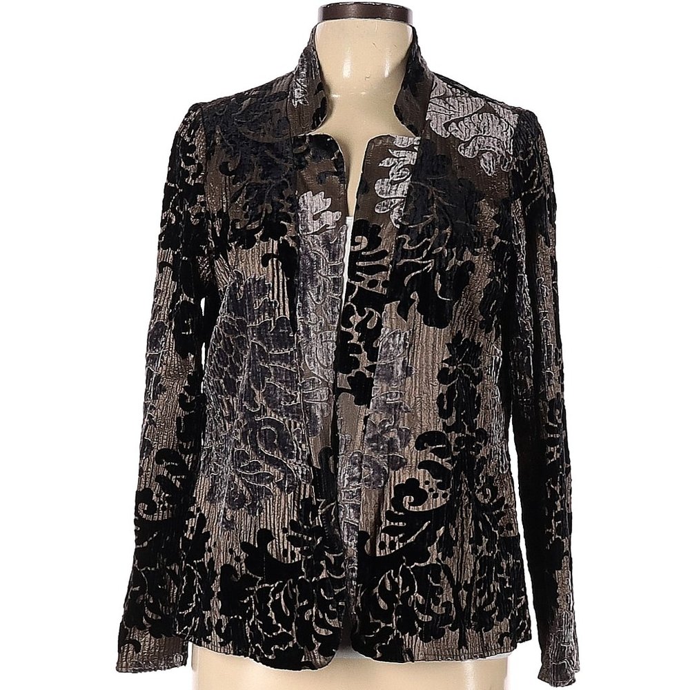 Chico's Black Velvet and Bronze Jacket - Size 2